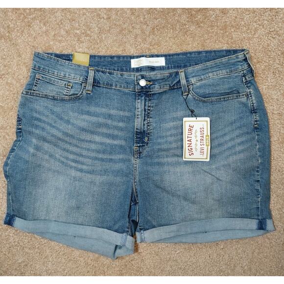 Levi's NWT Mid Rise 5" Shorts Womens Plus Sz 22 (Waist 36) Denim Cutoff Cuffed - Picture 1 of 11